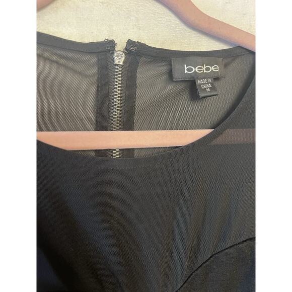 Sexy Size Medium BEBE Black Dress Shear Sleeves - Picture 3 of 6